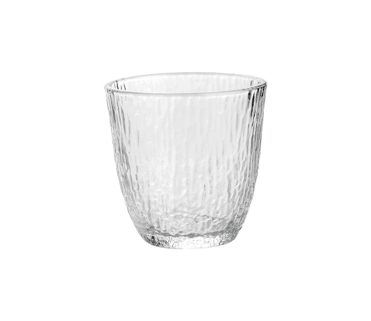 Clear glass Odiel 300ml cocktail tumbler with textured bark-like surface