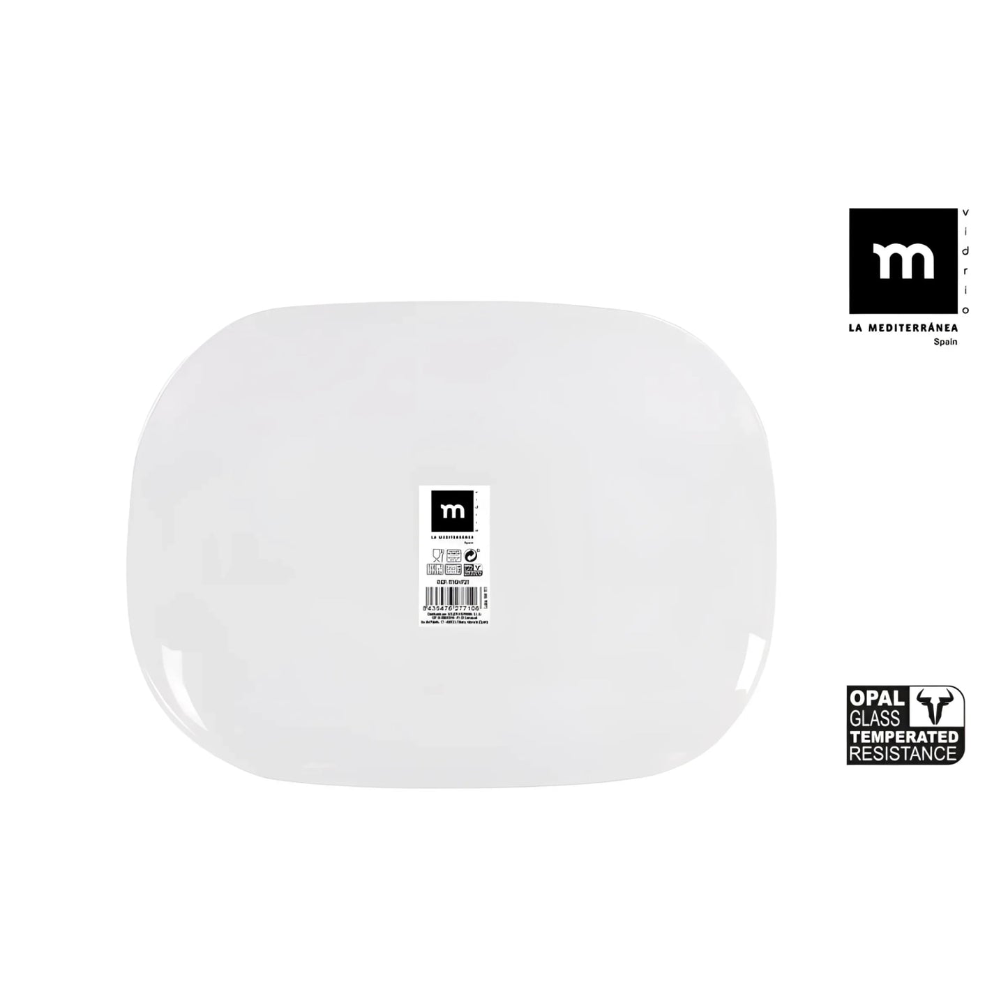 Palaos Tempered Glass opal Dinner plates 30x22cm