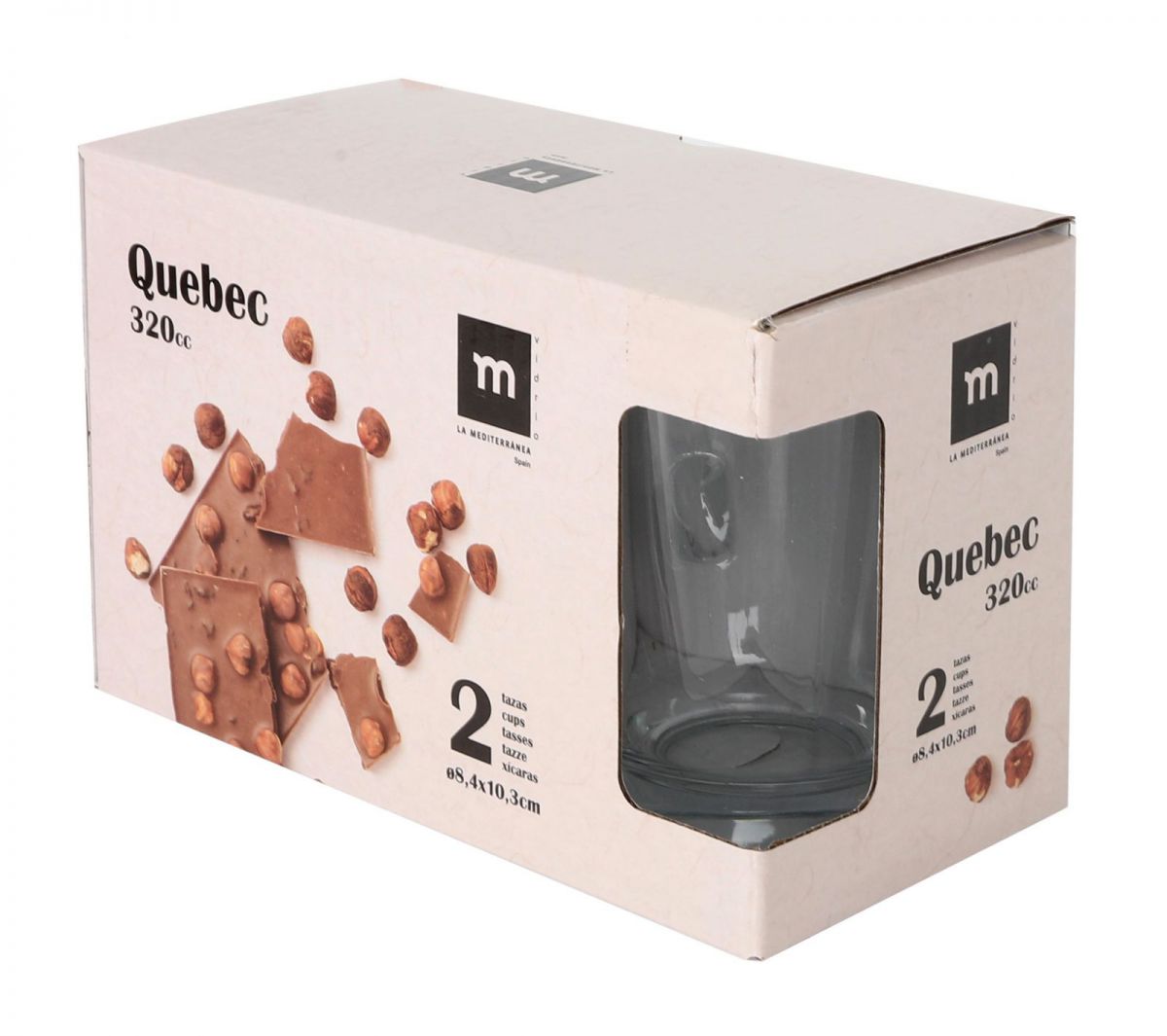Quebec Coffee Tea mug glass with handle 320ml