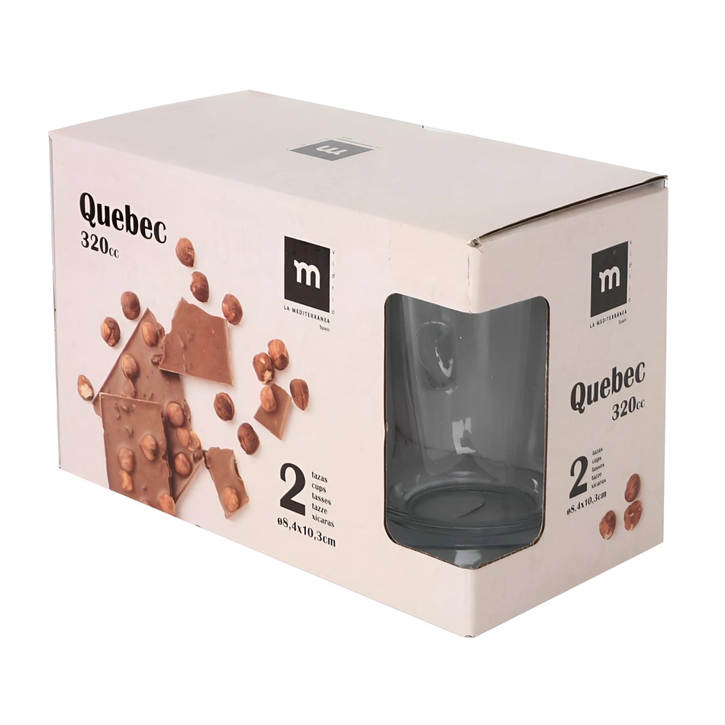 Quebec Coffee Tea mug glass with handle 320ml
