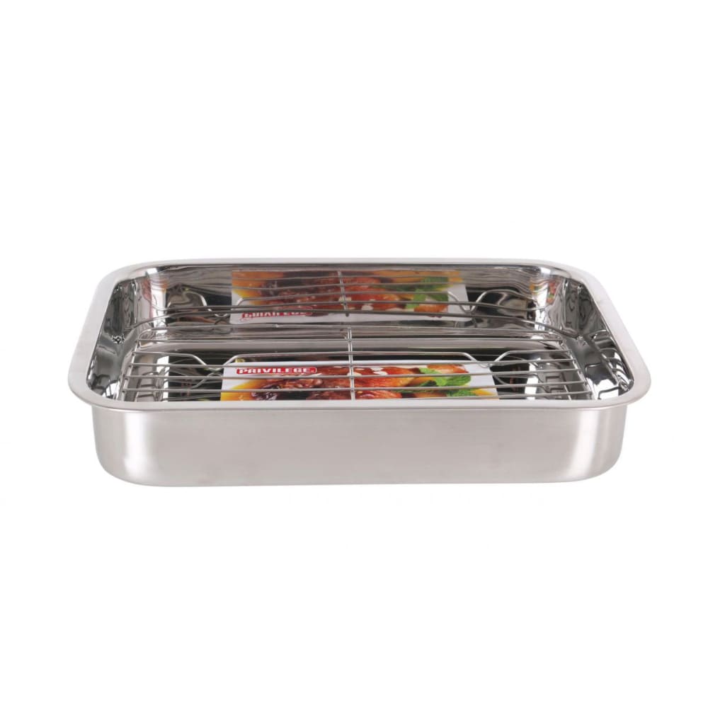 Rectangular oven Tray C/Grill 42 x 31 cm Stainless Steel