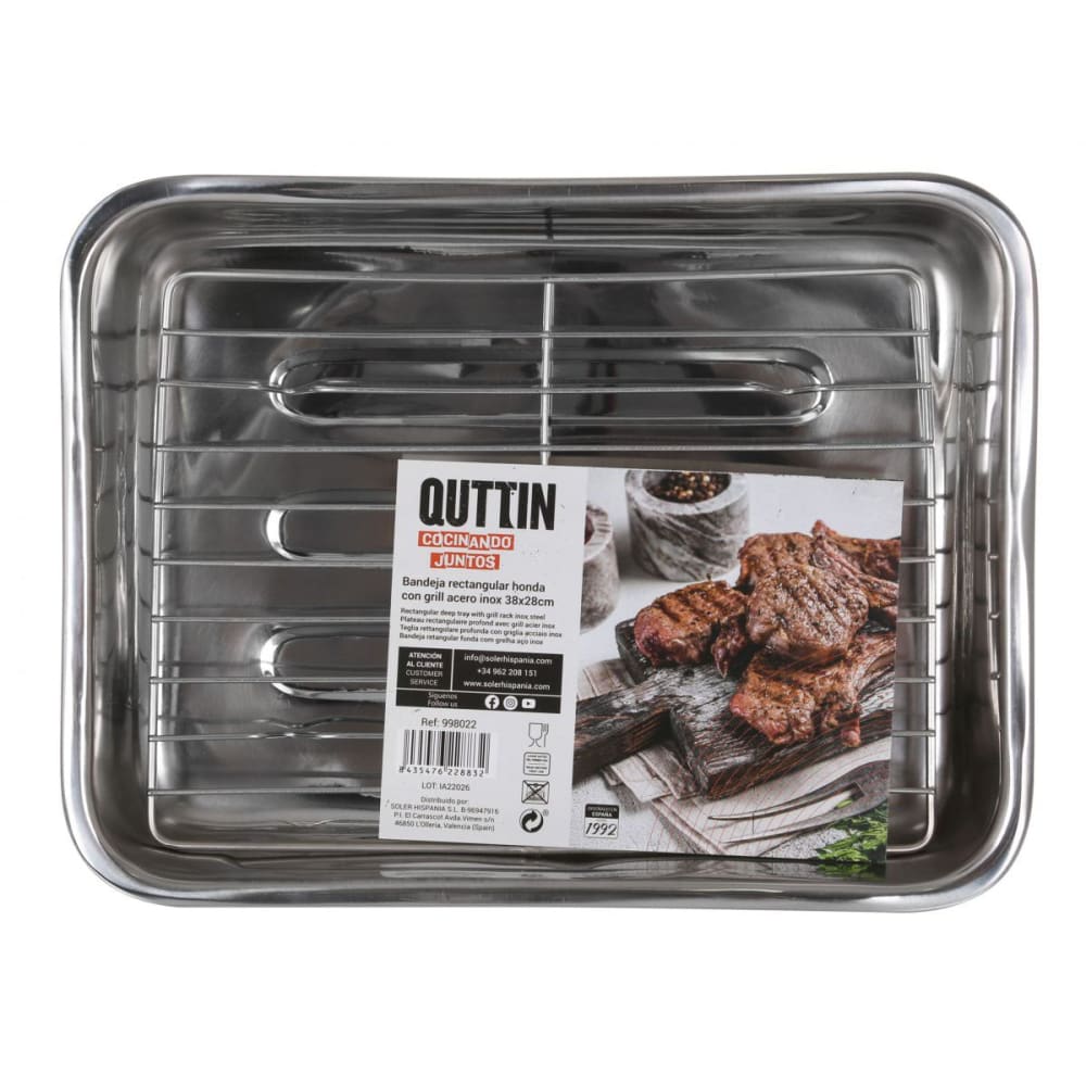 Rectangular oven Tray C/Grill 42 x 31 cm Stainless Steel