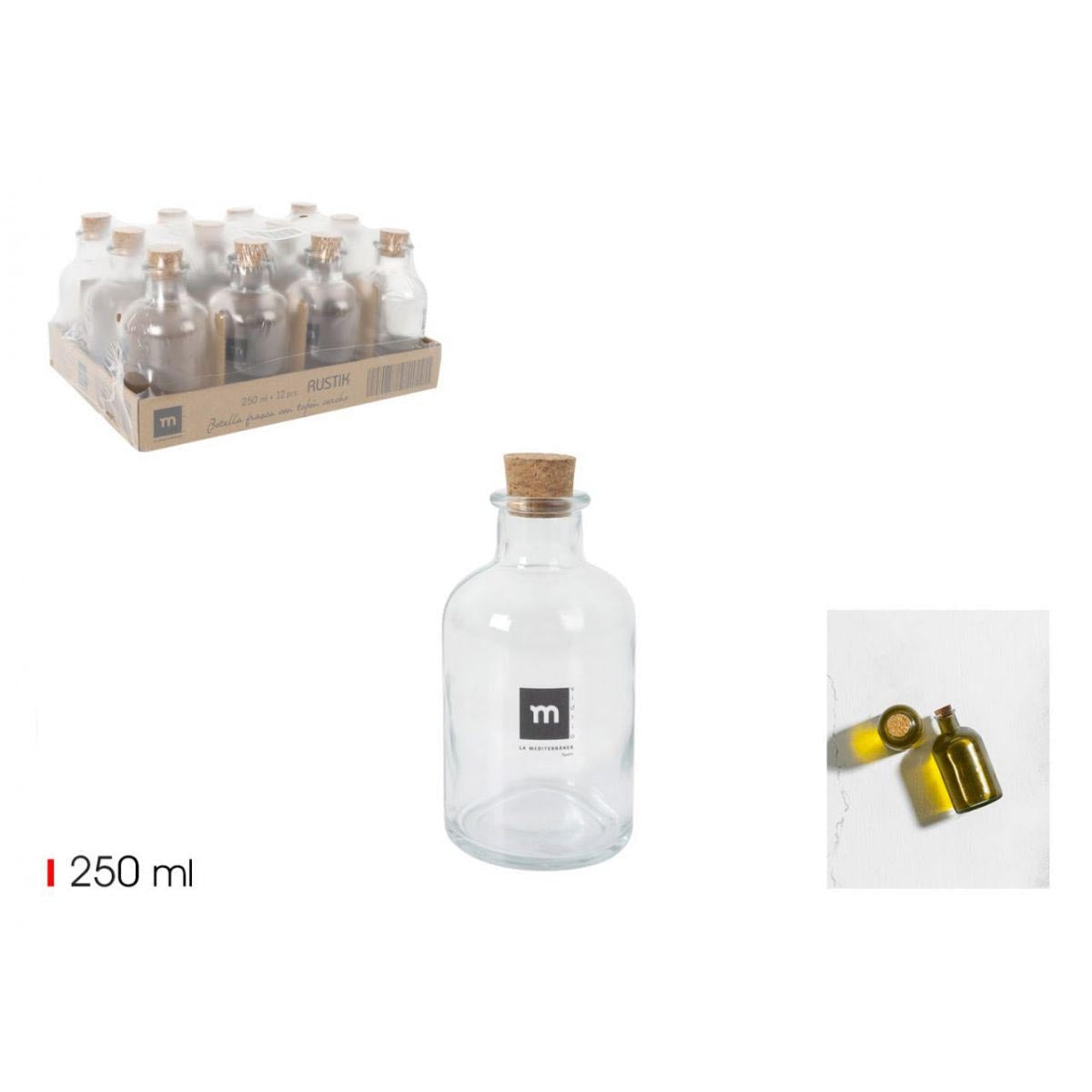 Round Glass Bottle with cork 250ML wine liquor olive oil wine FRASCA