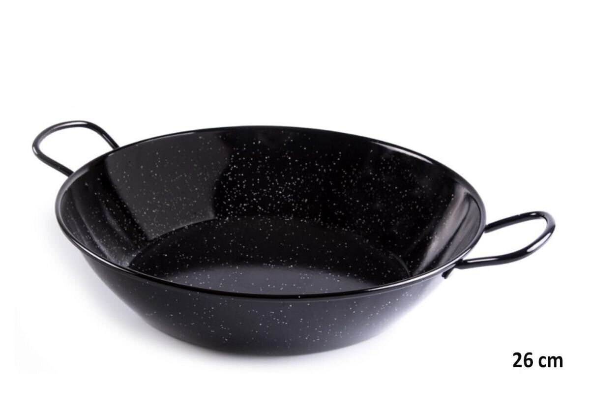 26cm DEEP paella pan with 2 handles Enamelled black / 2 portions
