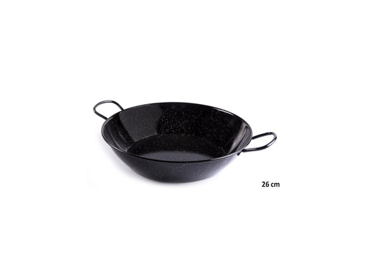 26cm DEEP paella pan with 2 handles Enamelled black / 2 portions