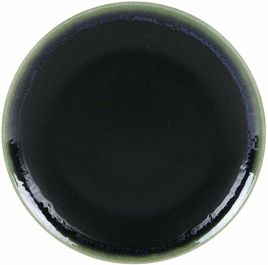 6x MUGA stoneware Round DINNER PLATES 26cm black/green/blue