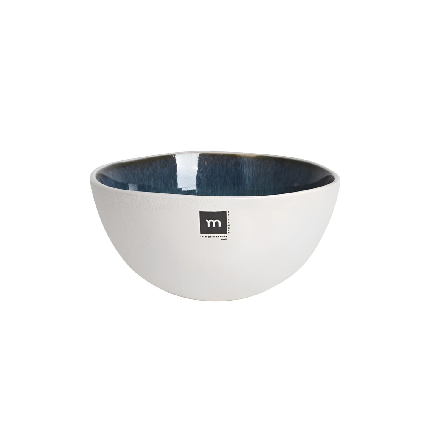 Savina 15x7.5cm irregular stoneware bowl with m la mediterranea logo