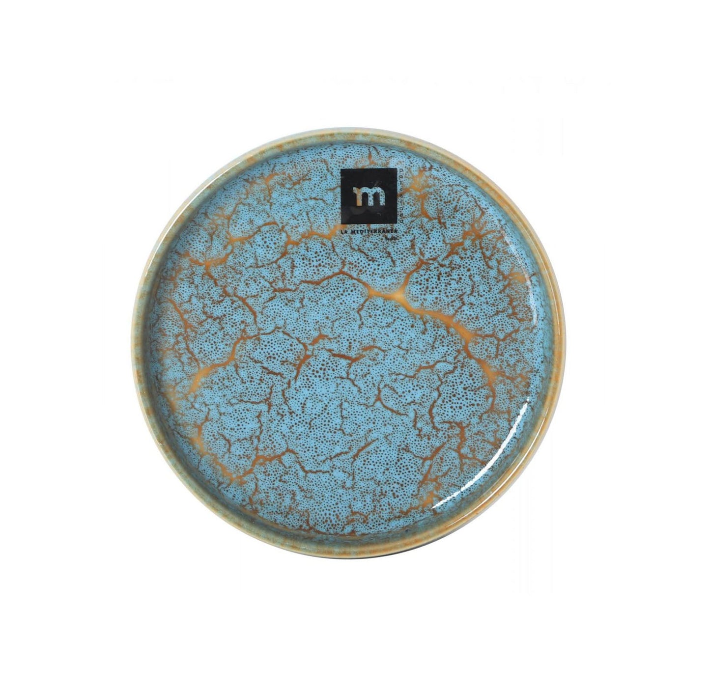 Round blue and gold cracked glaze decorative plate from Scratch Blue 13.7cm side plate dish