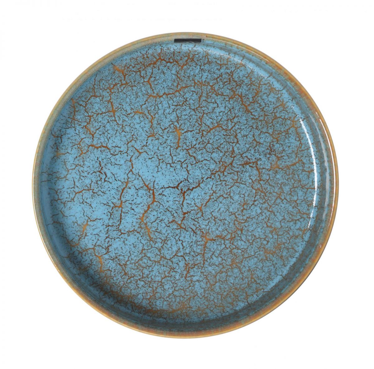 Blue and gold crackle-glazed ceramic Scratch Pasta bowl 20x4cm Stoneware