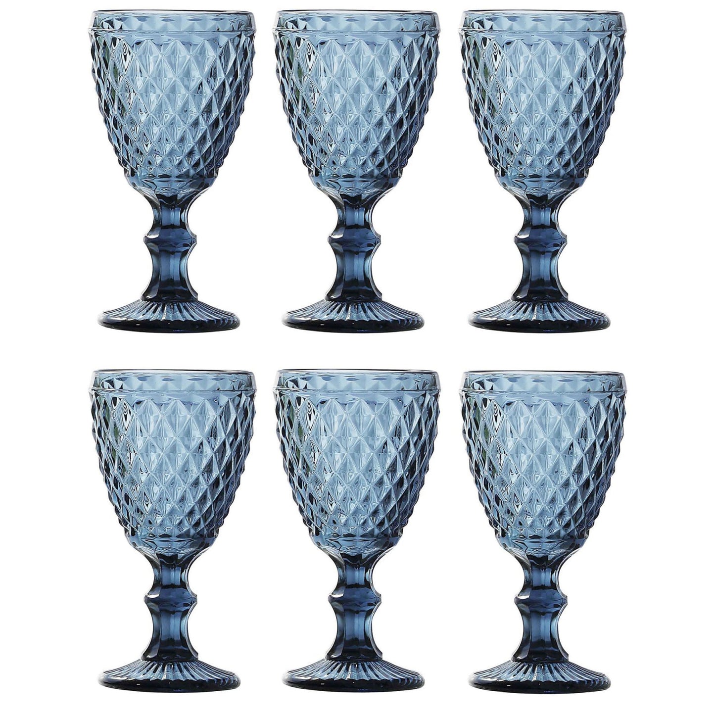 Sidari Blue red wine glasses 350ml diamond vintage
