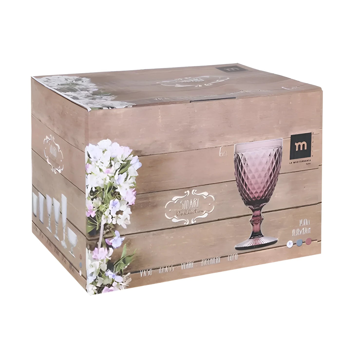 Sidari Blue red wine glasses 350ml diamond vintage