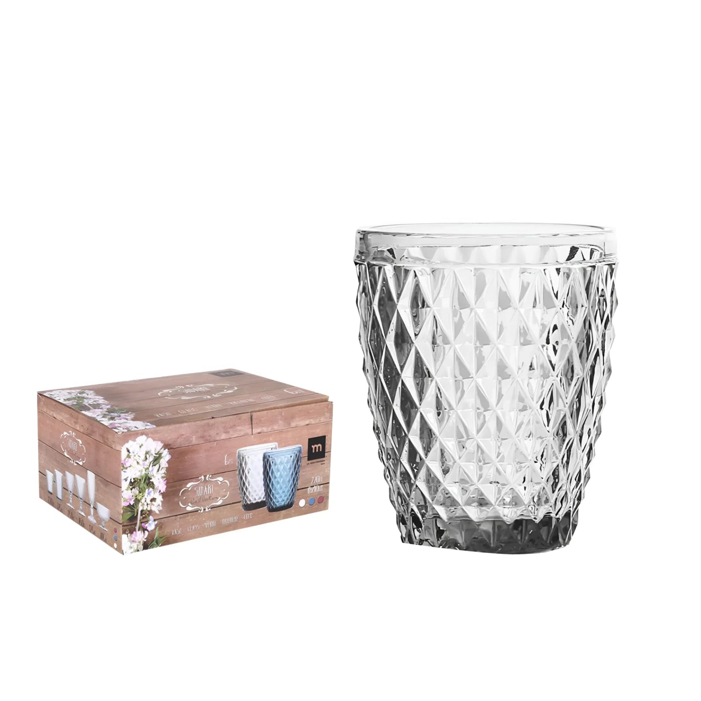 Sidari Clear Tumblers 270ml vintage diamond