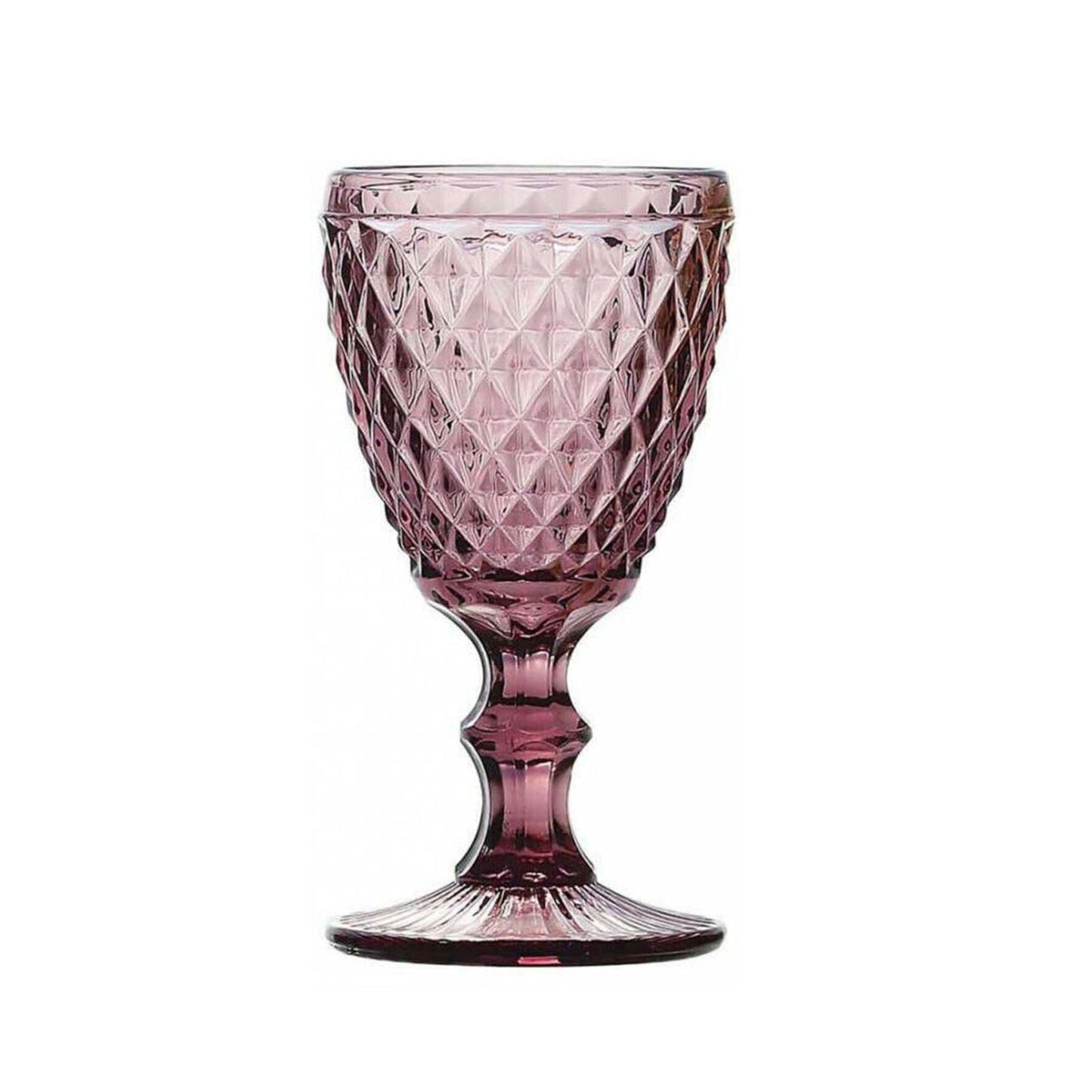 SIDARI PINK Vintage RED WINE GLASSES 350ml embossed drinking glasses stemware diamond design wedding restaurants