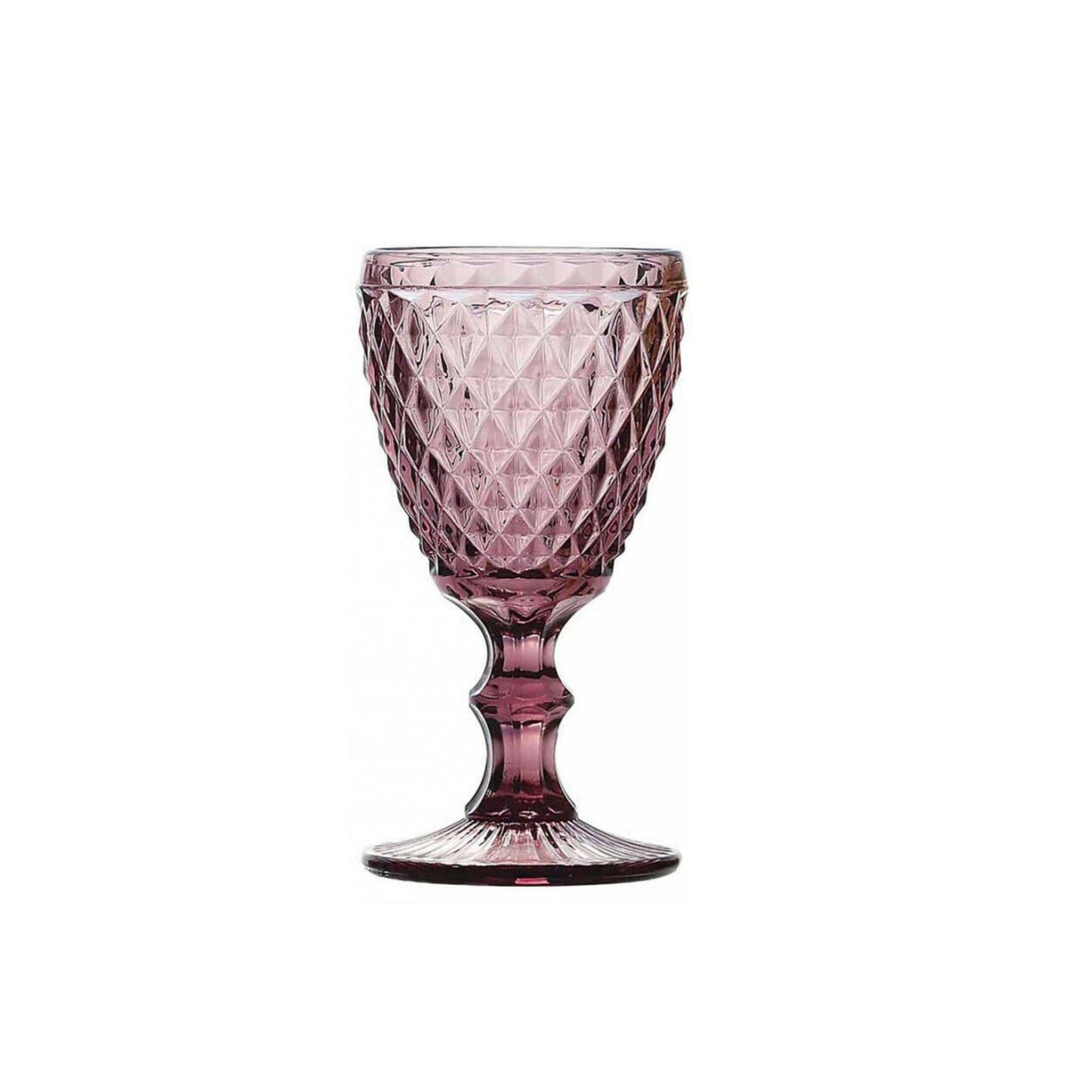 SIDARI PINK Vintage RED WINE GLASSES 350ml embossed drinking glasses stemware diamond design wedding restaurants