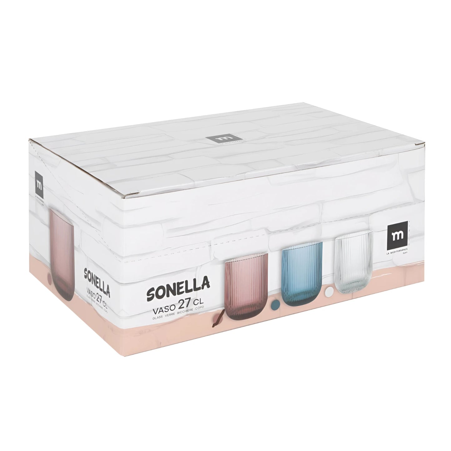Sonella Purple 270ml drinking glasses set in rose, blue, clear tones
