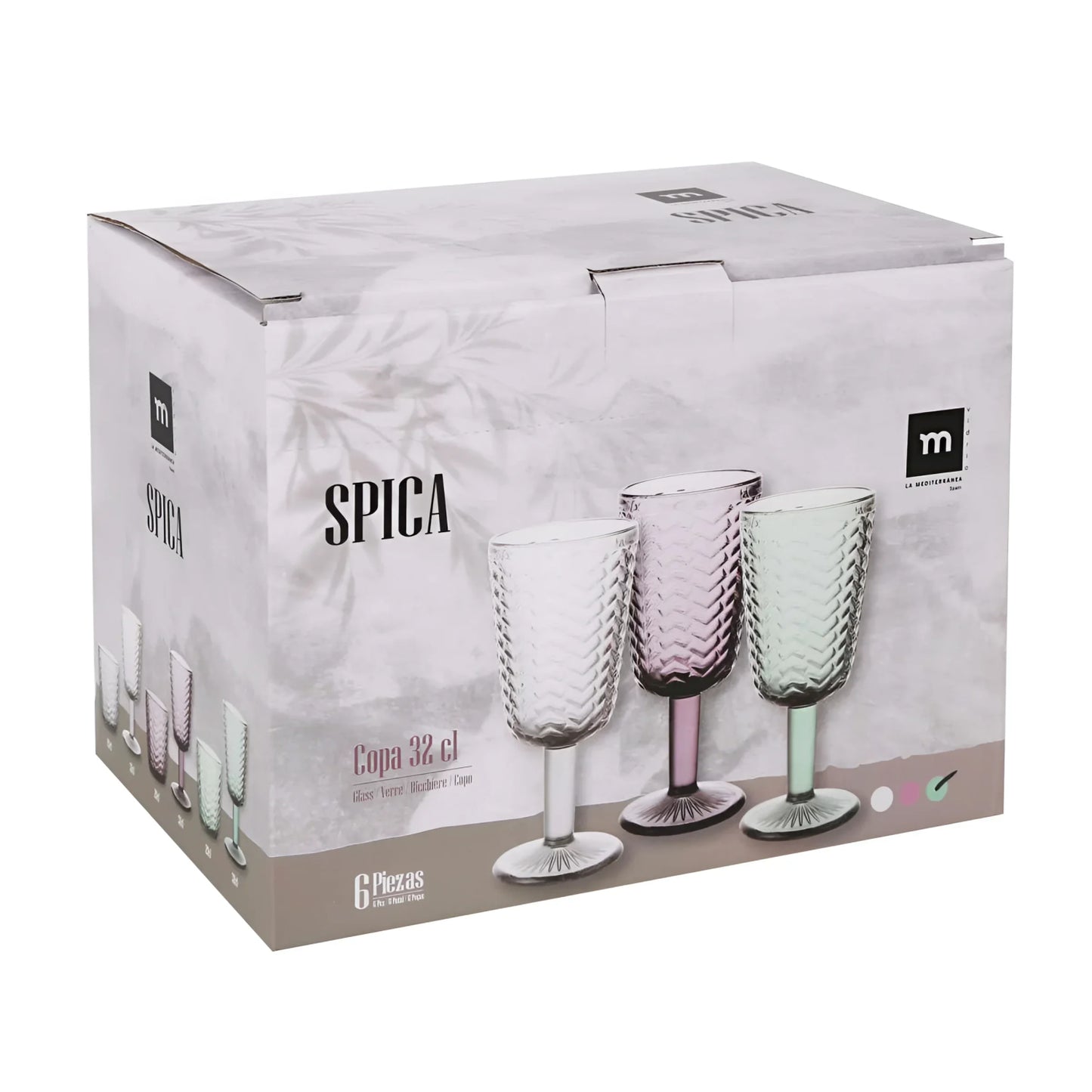 Spica wine glass Plum 320ml embossed glassware vintage style