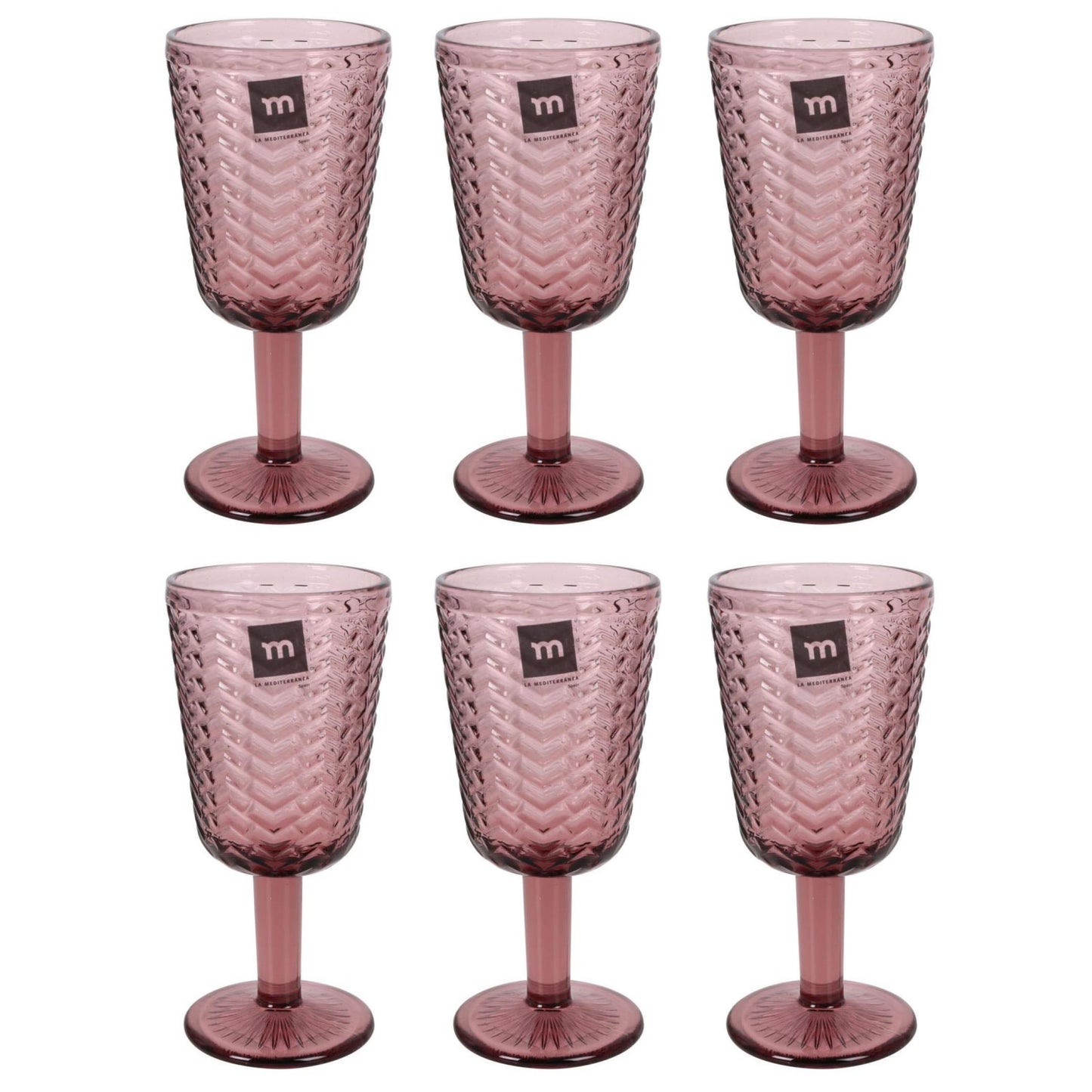 Spica wine glass Plum 320ml embossed glassware vintage style