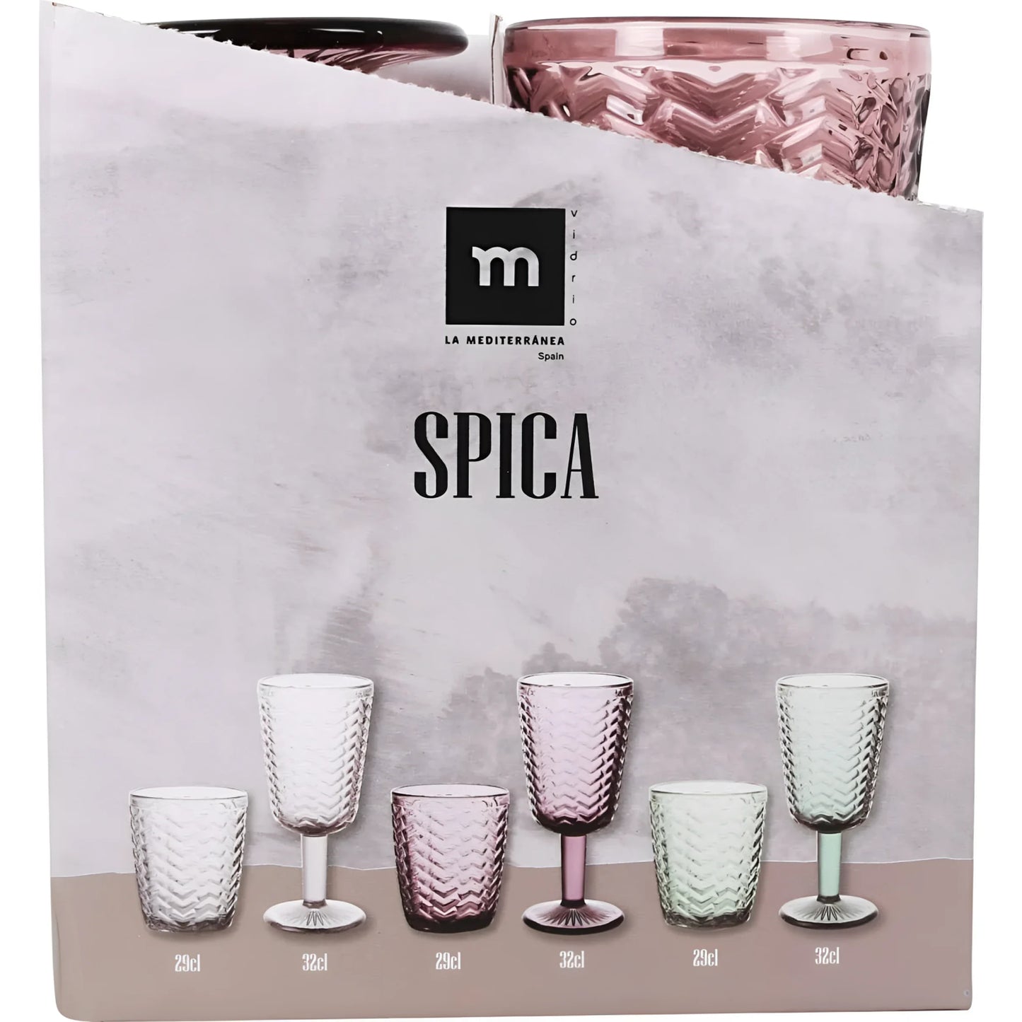Spica wine glass Plum 320ml embossed glassware vintage style