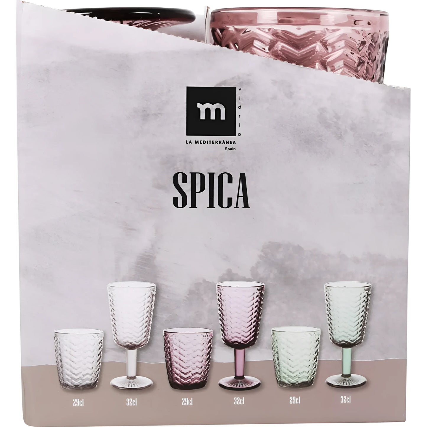 Spica wine glass Plum 320ml embossed glassware vintage style