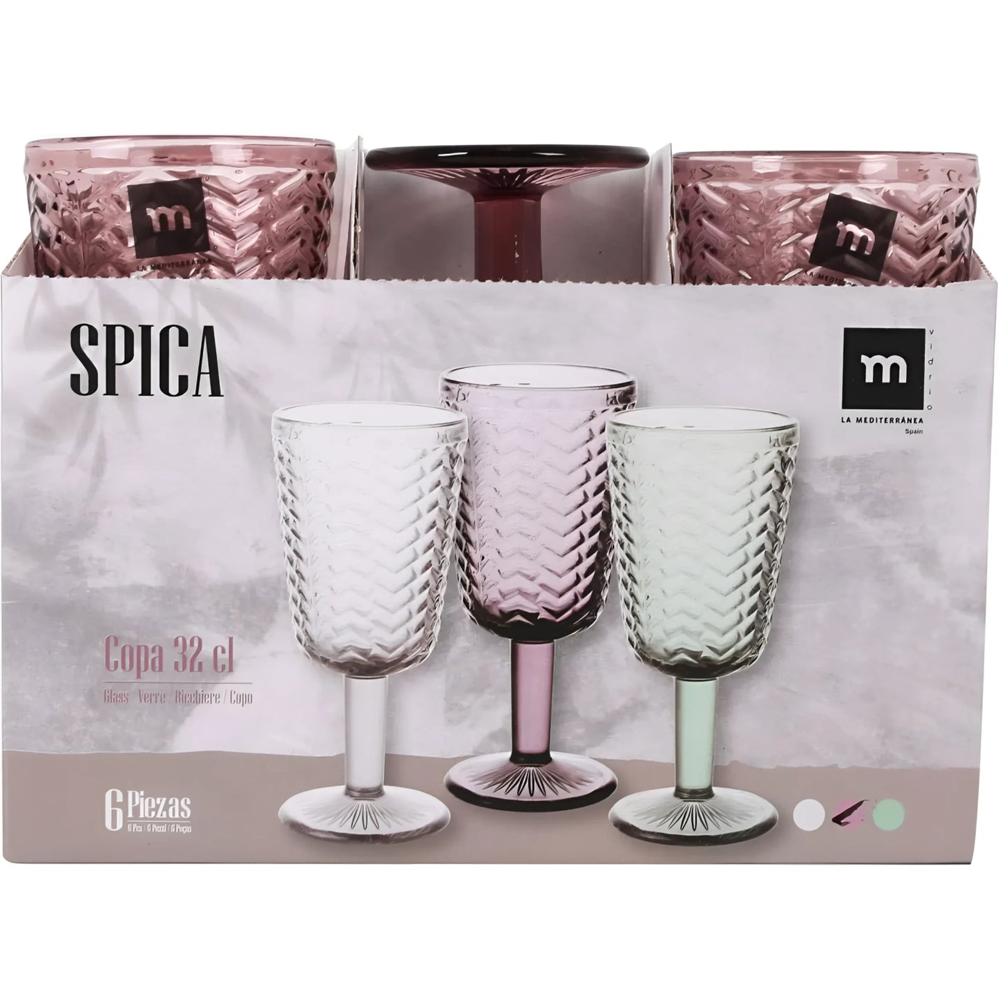 Spica wine glass Plum 320ml embossed glassware vintage style