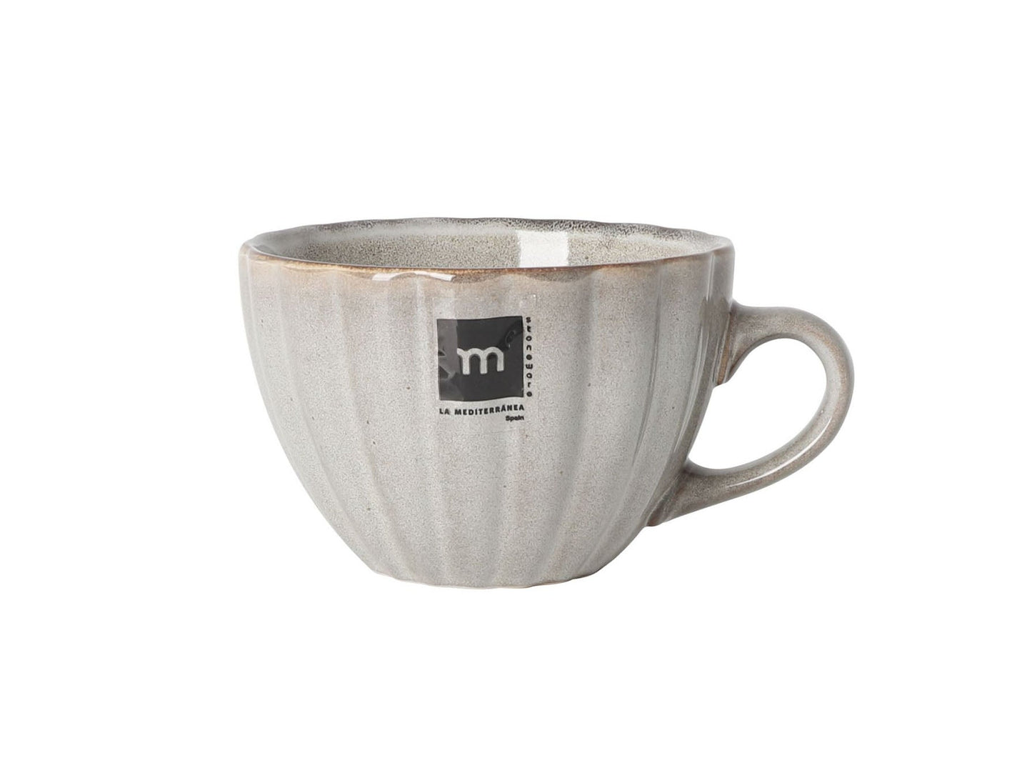 Silver textured Talaier 500ml stoneware mug with m logo