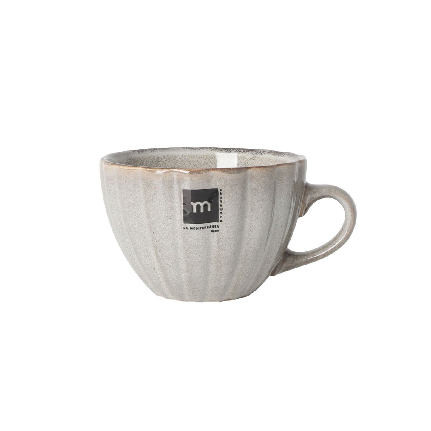 Silver textured Talaier 500ml stoneware mug with m logo