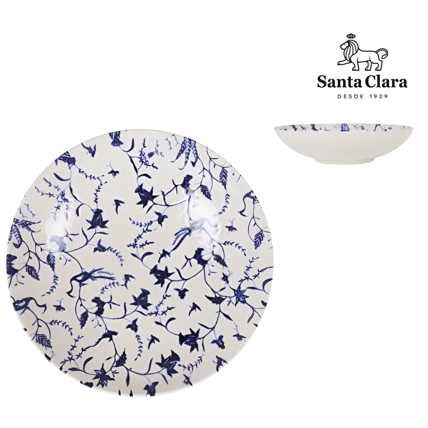Tuile 6pcs Embossed Stoneware DINNER SET blue dinner plates set