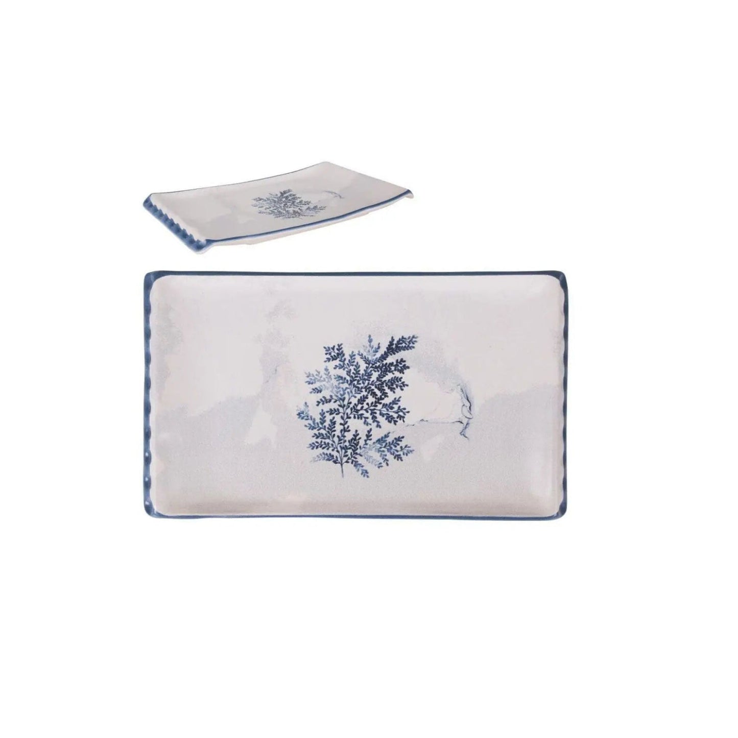 Vilarino Rectangular Dinner plates Blue 30x17.3cm Stoneware