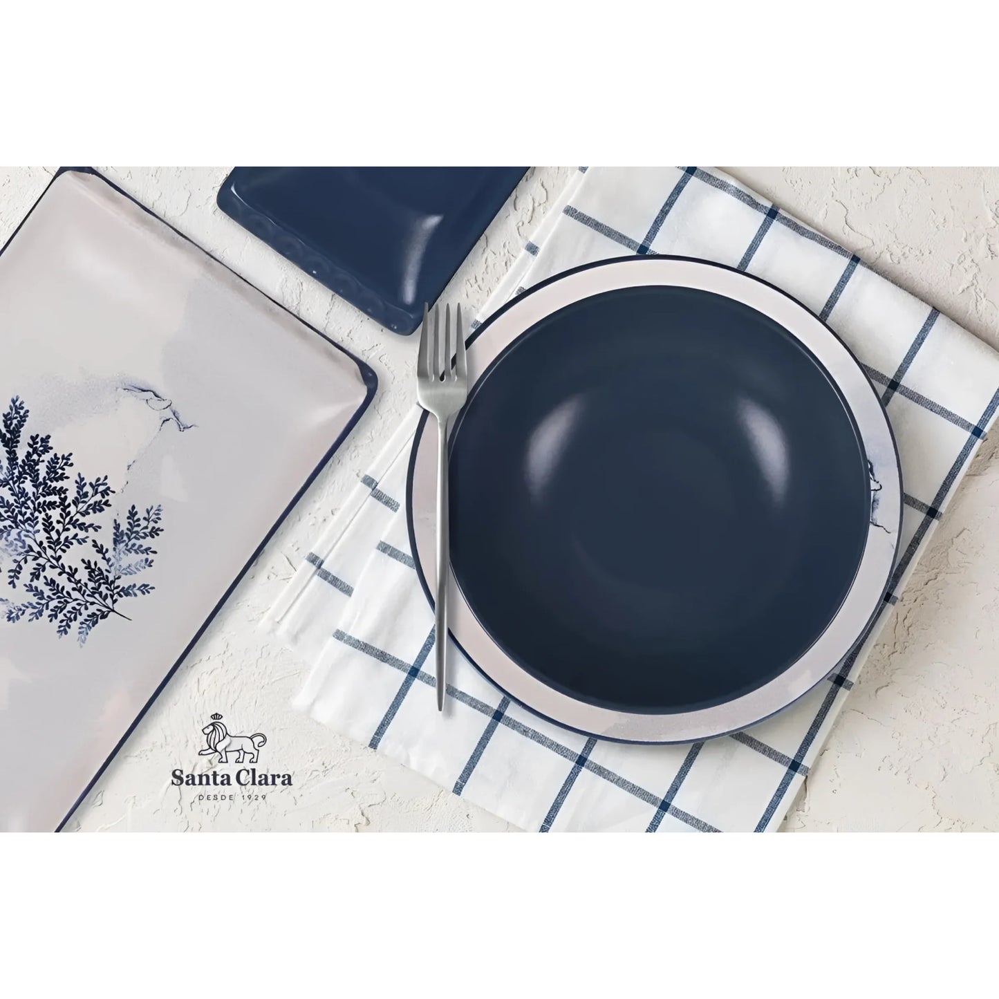 Vilarino Rectangular Dinner plates Blue 30x17.3cm Stoneware