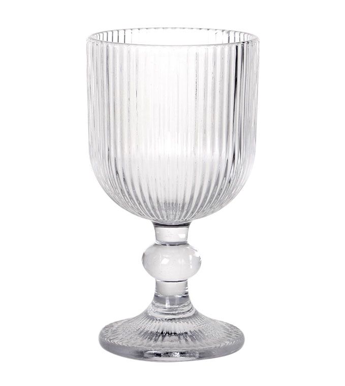 Zenya Clear Striped Wine Glasses 360ml with fluted glass and decorative stem detail