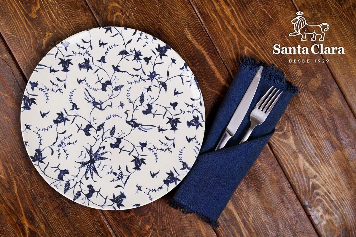 6pcs Embossed Stoneware DINNER SET blue dinner plates set Tuile