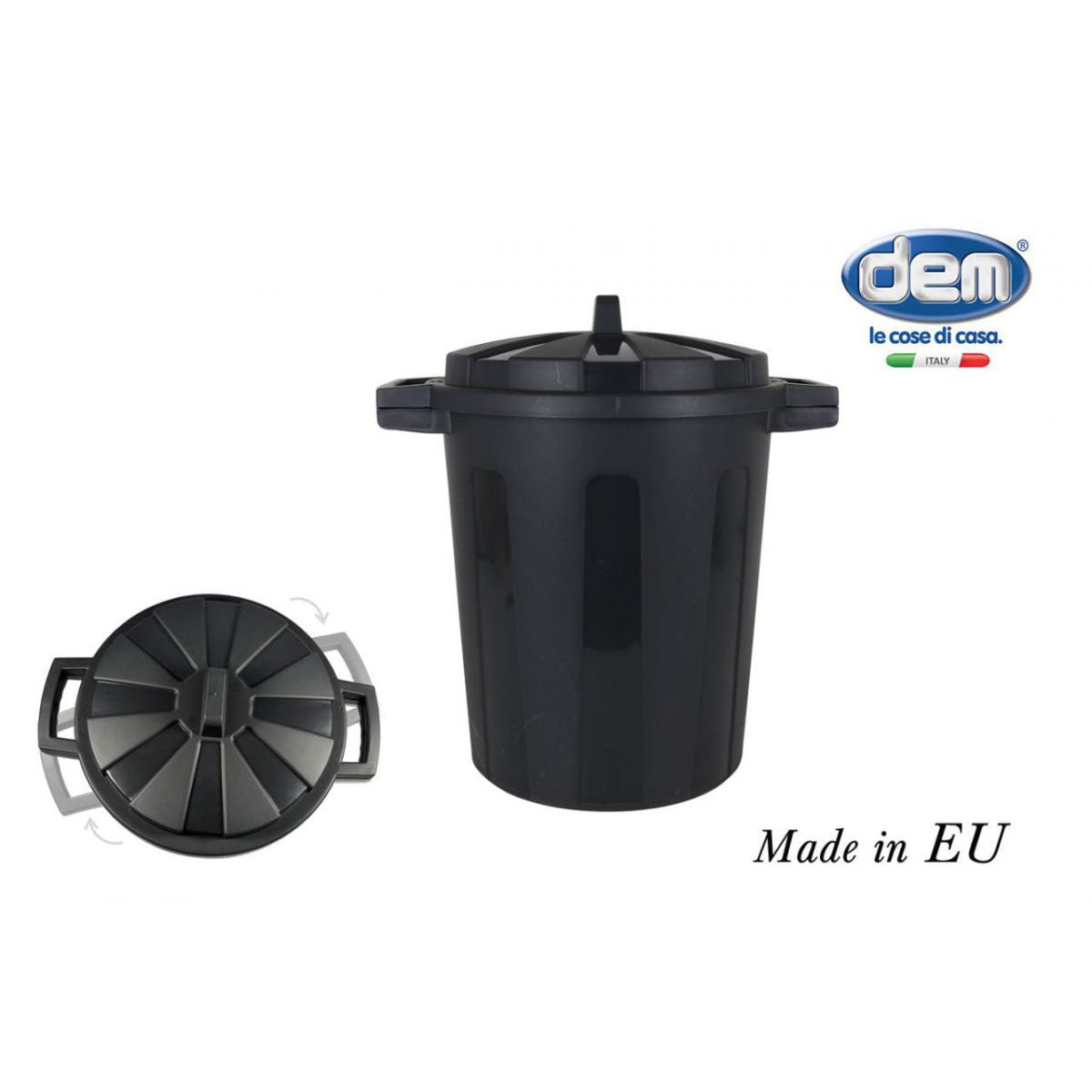 100L black plastic bin waste Rubbish outside garden