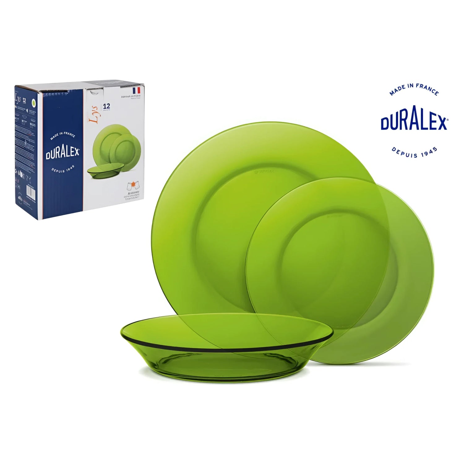 12pcs glass dinner set Duralex Lys green