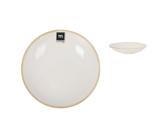 Milky Cream 22.6x4.6cm Pasta Bowl Stoneware