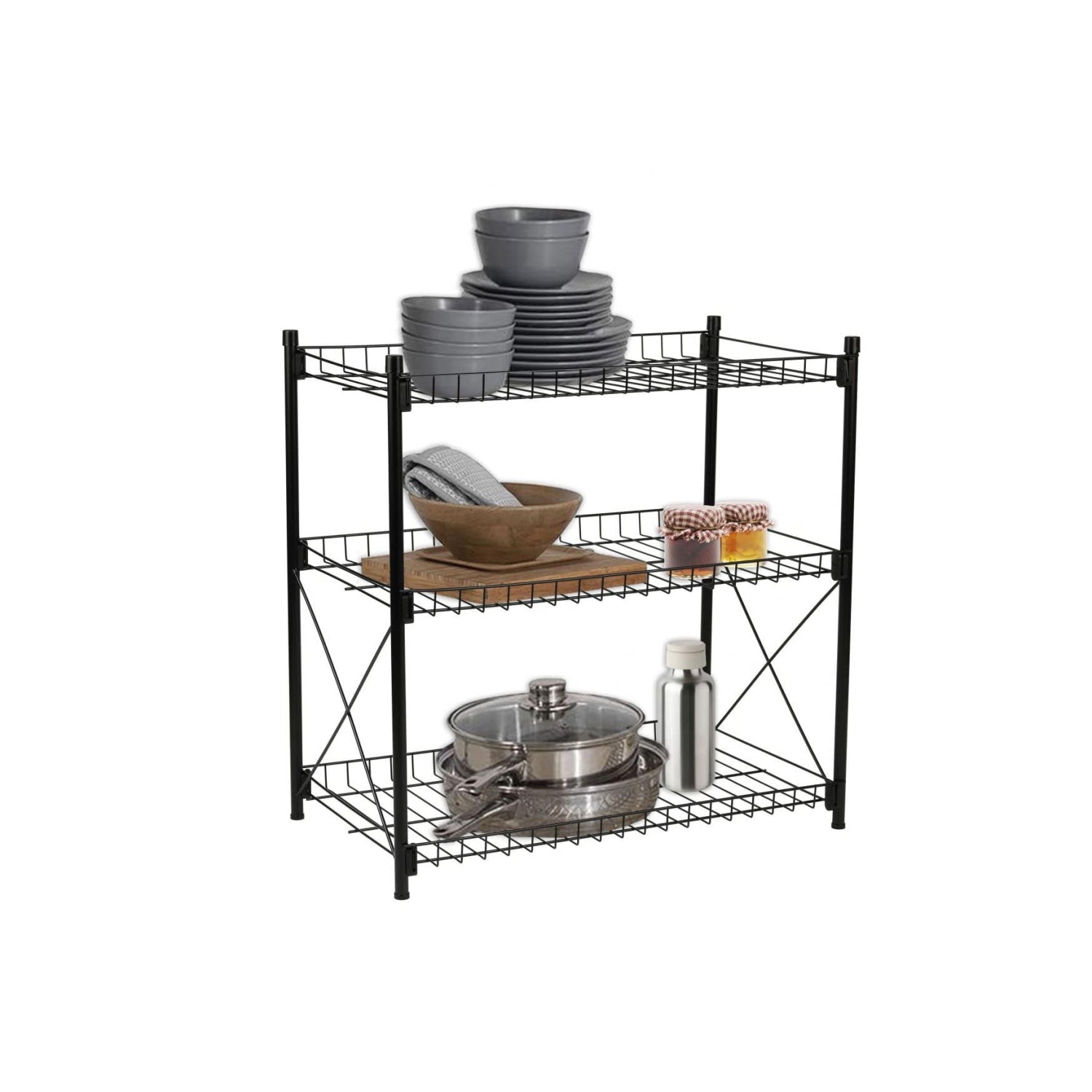 3 Tier Multipurpose Shelf Freestanding Metal Rack Organiser Kitchen bedroom bathroom unit