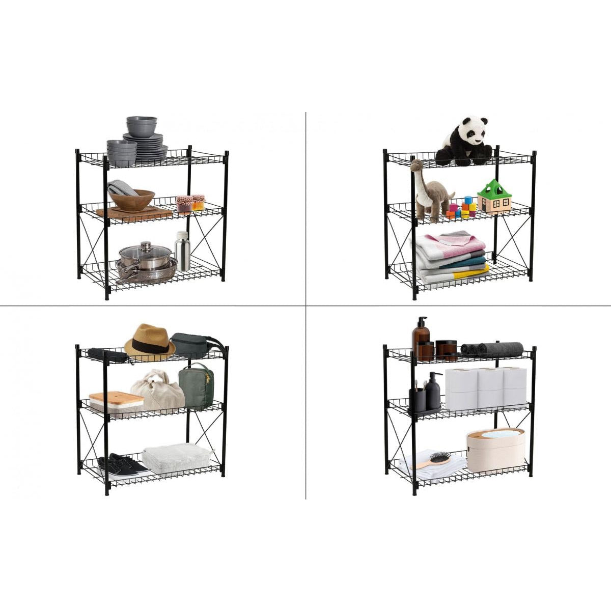 3 Tier Multipurpose Shelf Freestanding Metal Rack Organiser Kitchen bedroom bathroom unit