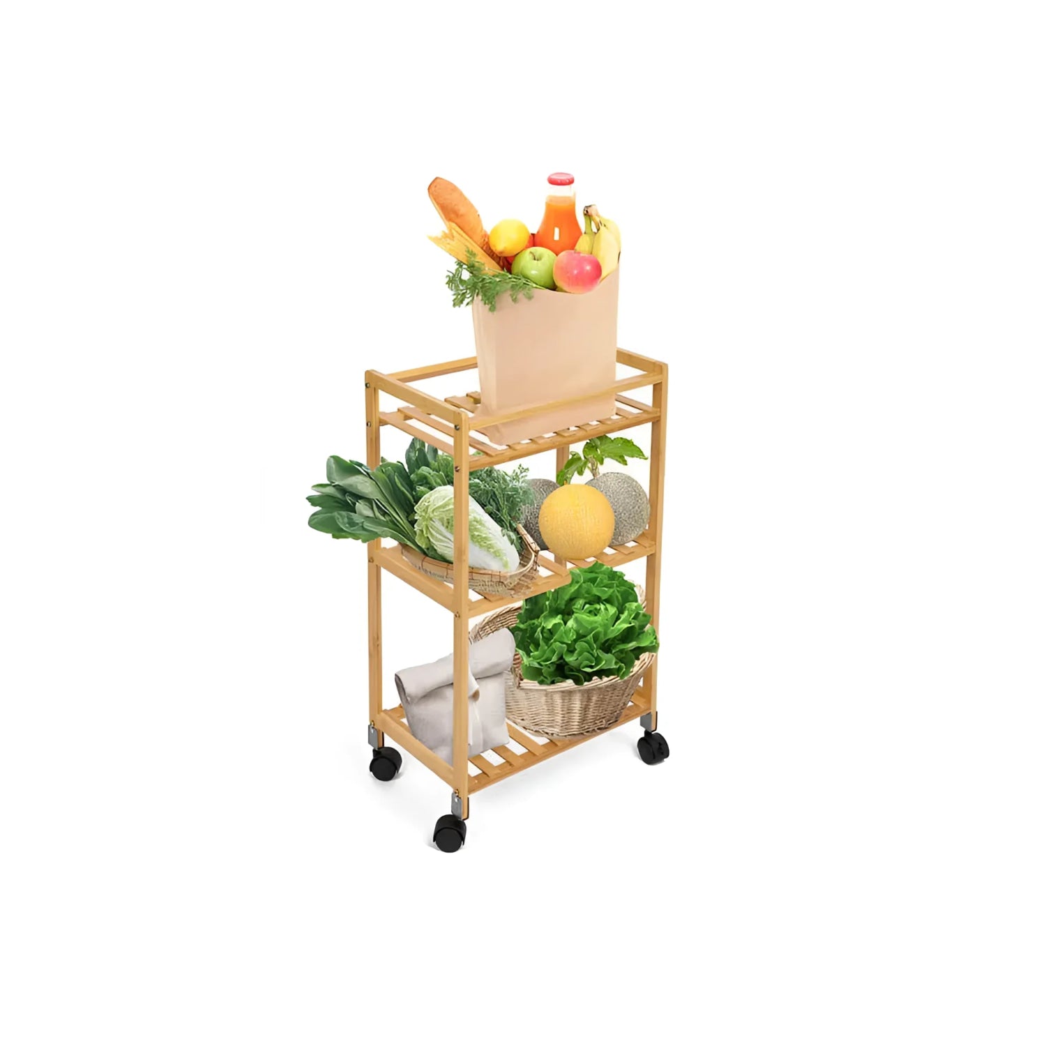 3 Tier Vegetable Shelf Freestanding Wooden Rack Organiser Kitchen unit