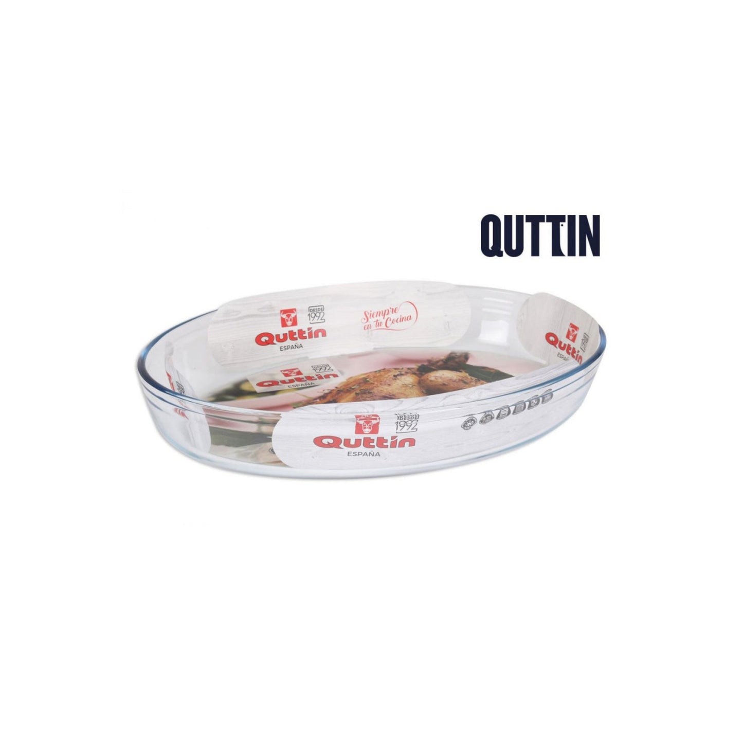 39x27cm oval Glass Oven Baking Lasagne tin roasting tray dish Quttin