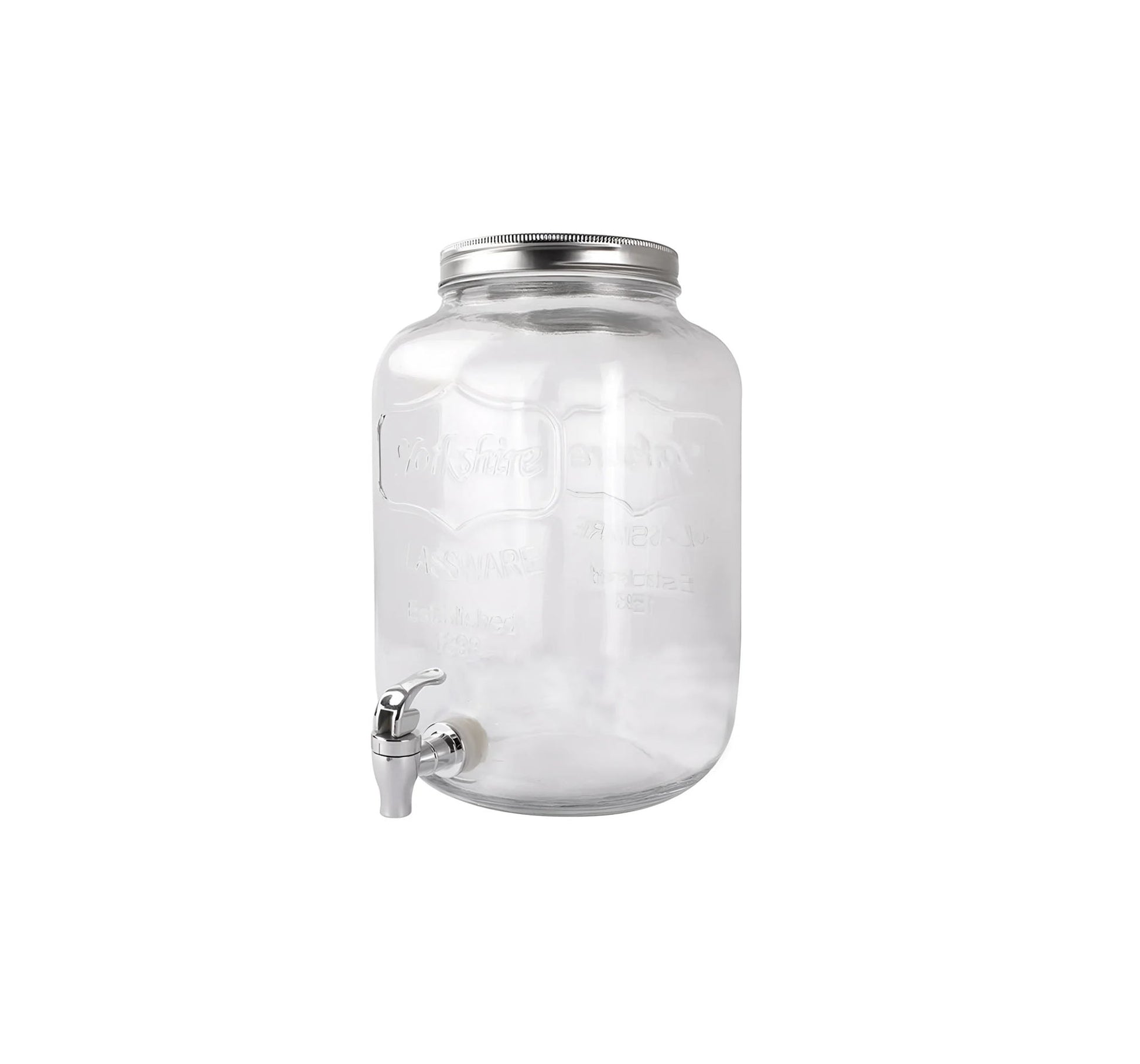 Clear glass beverage dispenser with metal lid and spigot for 4L Drinks Dispenser Rustik