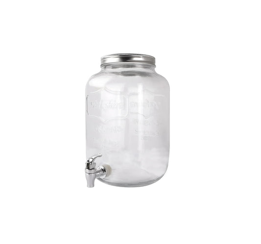 Clear glass beverage dispenser with metal lid and spigot for 4L Drinks Dispenser Rustik
