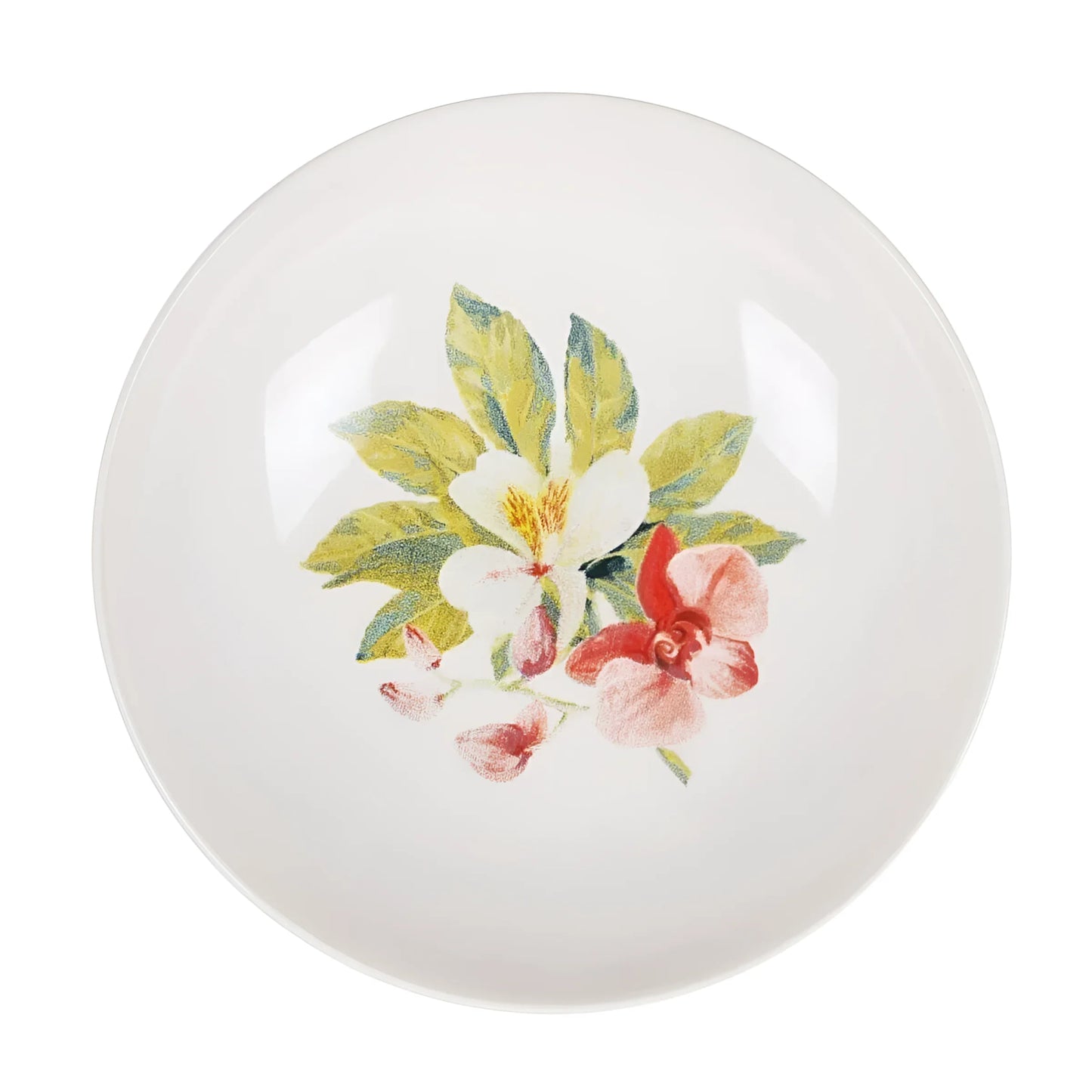 Tropical Pasta bowl 21cm Stoneware White Floral