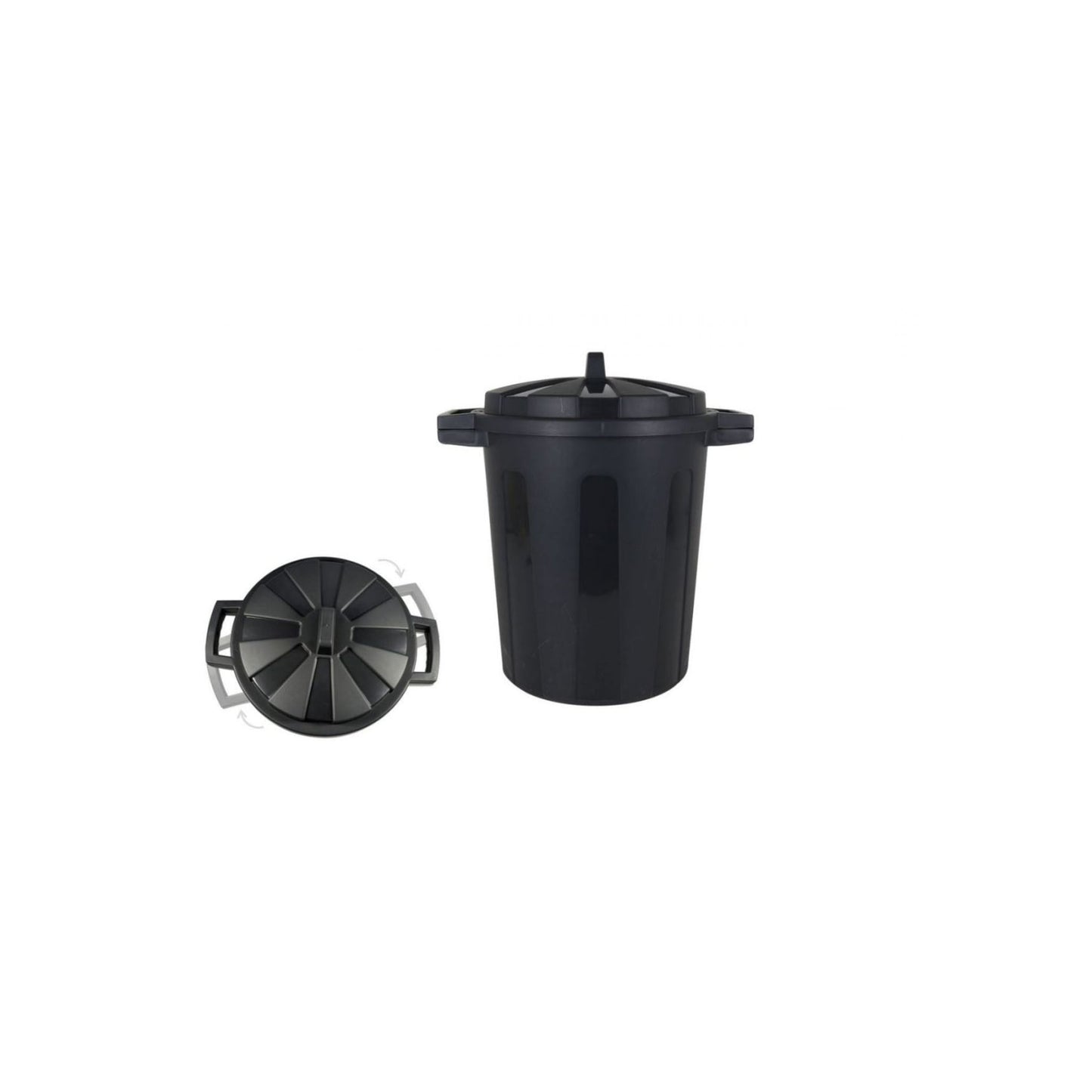 50L black plastic bin waste Rubbish outside garden 55x41x54cm