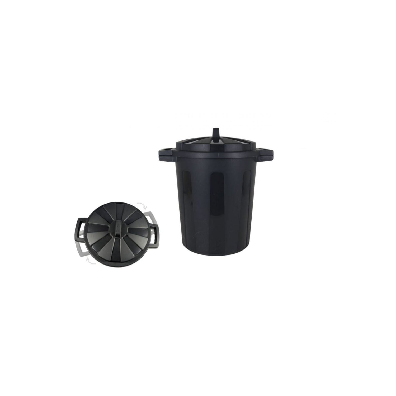 50L black plastic bin waste Rubbish outside garden 55x41x54cm