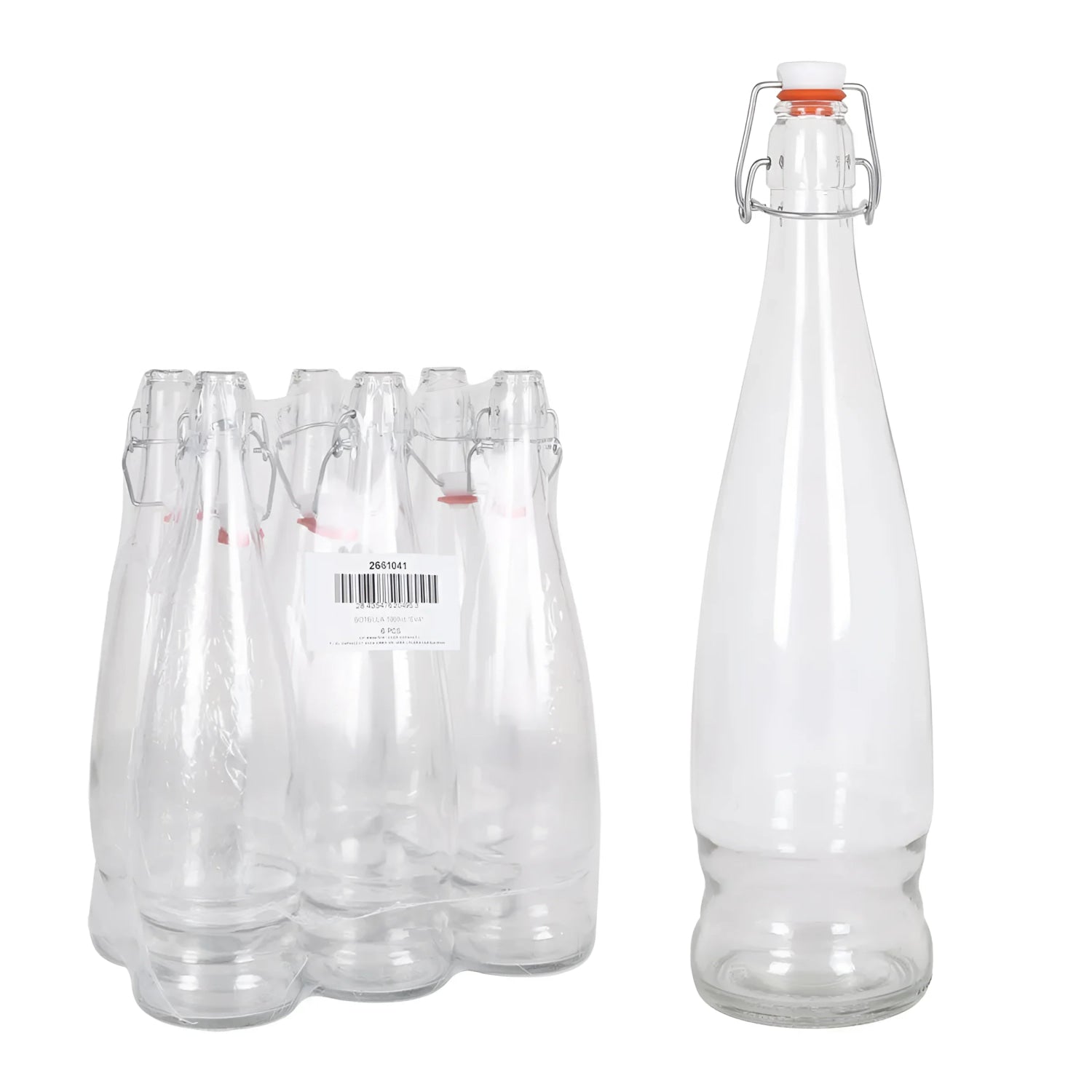 6X 1L Glass Swing Flip Top Lid Bottles water wine Cider Reusable Home Eva