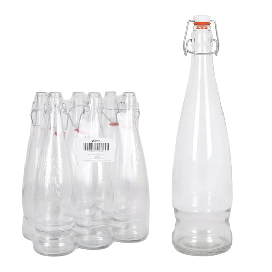 6X 1L Glass Swing Flip Top Lid Bottles water wine Cider Reusable Home Eva