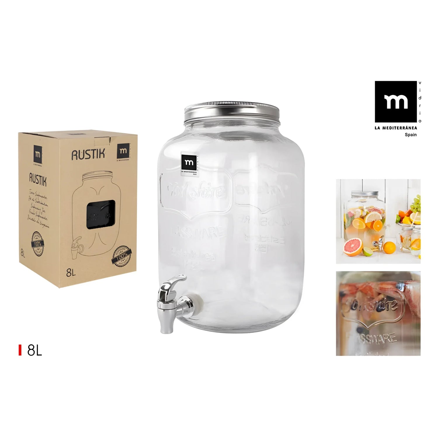 8L glass Drinks Dispenser Rustik