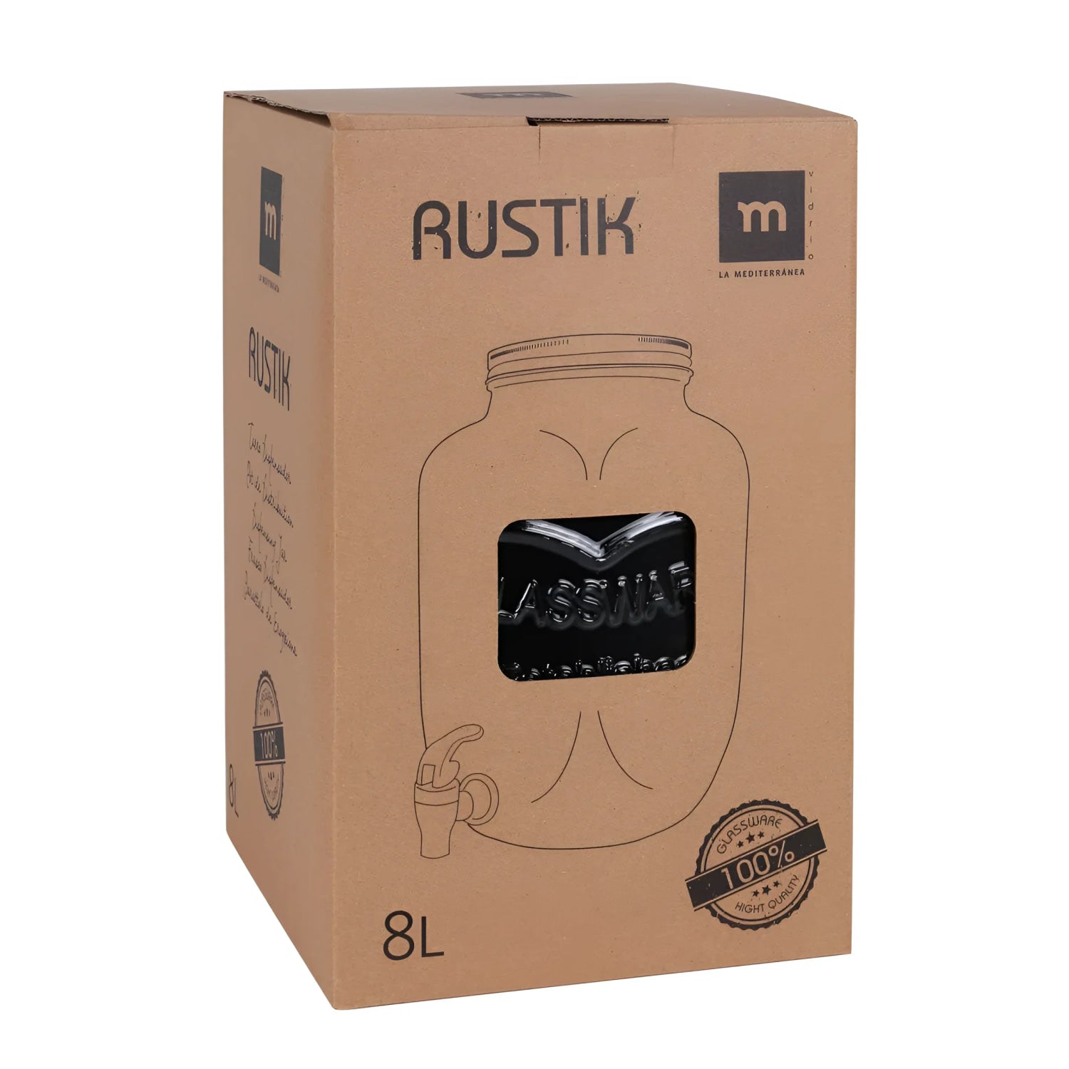 8L glass Drinks Dispenser Rustik