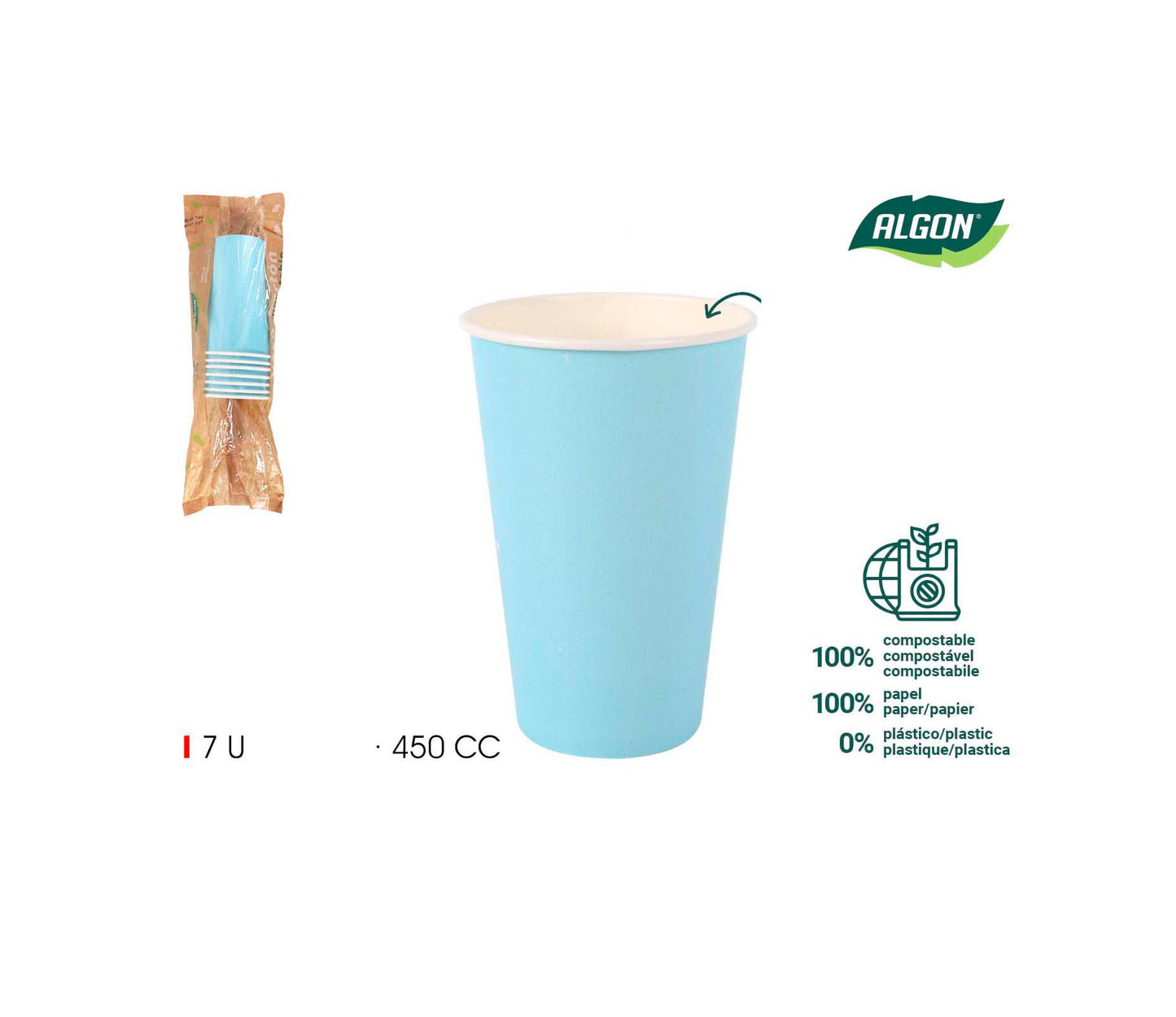 Algon cups Drinking glasses disposable party garden tableware Blue 450ml Pack of 7