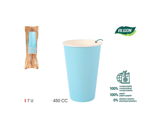 Algon cups Drinking glasses disposable party garden tableware Blue 450ml Pack of 7