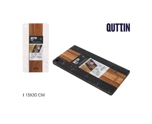 Chopping Cutting Board Kitchen REAL Marble and Acacia wood dish 15x30cm